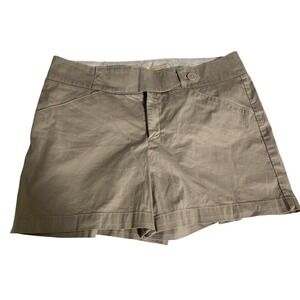 Lee One True Fit Shorts Womens 16 Med Khaki Tan Cotton Blend Mid Rise 4in Inseam